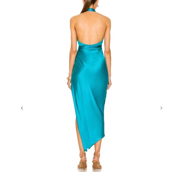 NWT The Sei for FWRD Cross Wrap Halter Dress in Aqua size 4 - Picture 2 of 9